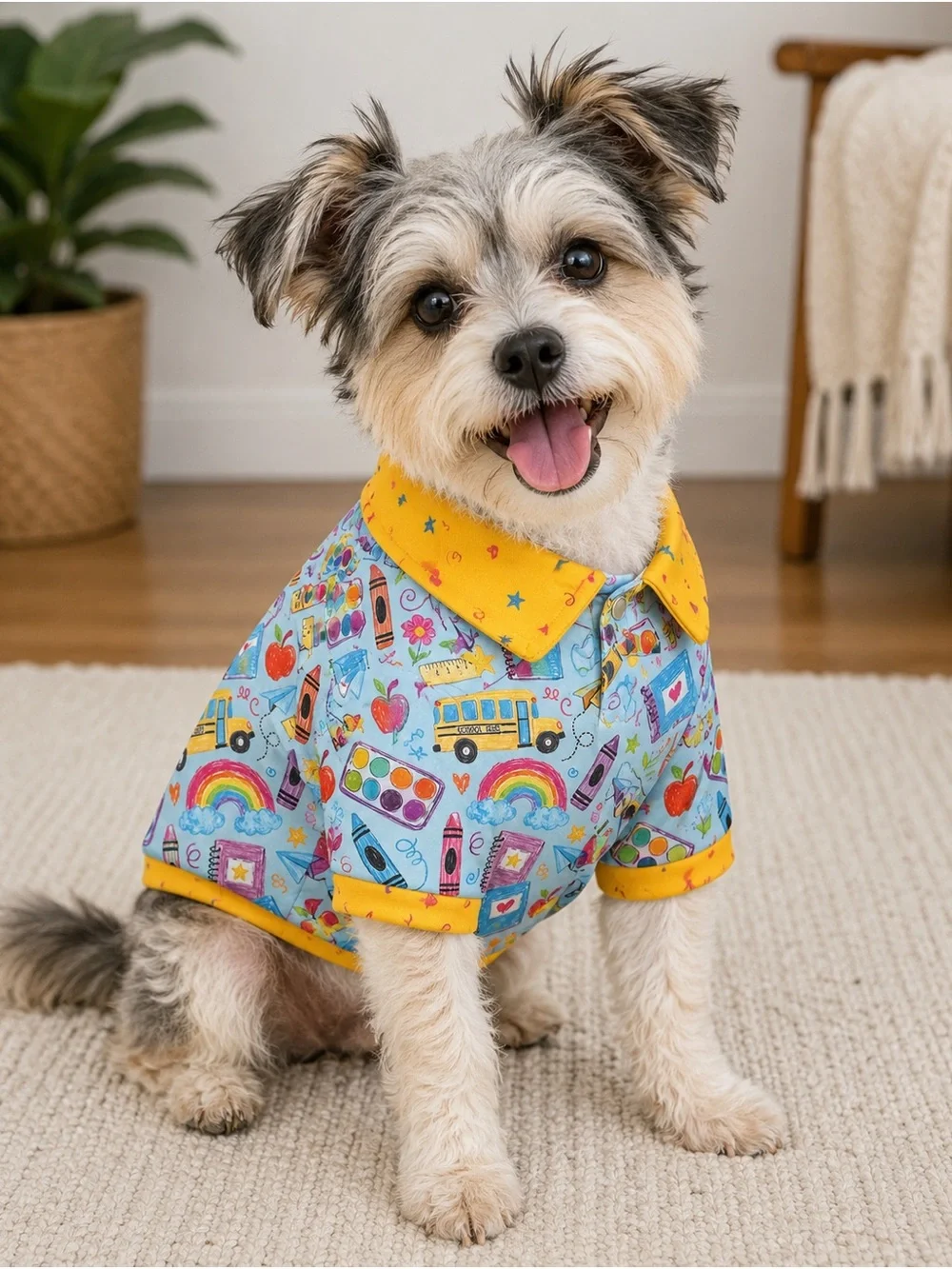 Griffy & Drake Back to School Dog Collar Shirt Small 7-10 Lbs NWT
